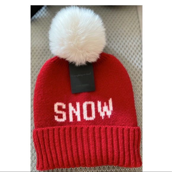 Red Snow Winter Hat w/Pom Pom - Picture 1 of 8